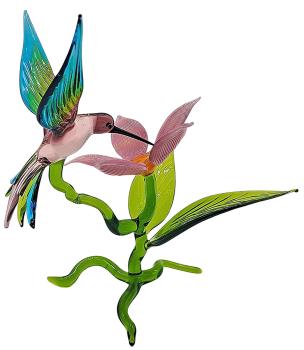 Blüte mit Kolibri, stehend / Blüte rosa